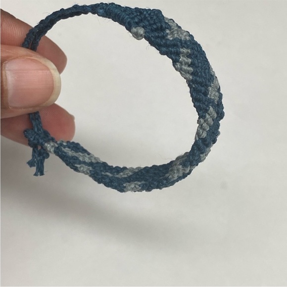 Handmade Boys Blue and Grey Macrame Hemp Bracelet - Picture 15 of 15